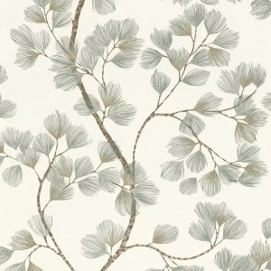 Casadeco|Oriental style wallpaper with dark blue cherry blossoms and peonies|Japanese Flowers
