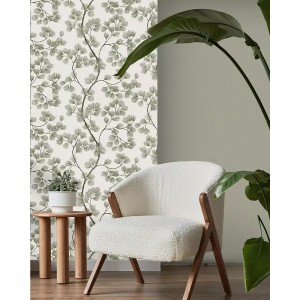 Casadeco|Oriental style wallpaper with dark blue cherry blossoms and peonies|Japanese Flowers 2