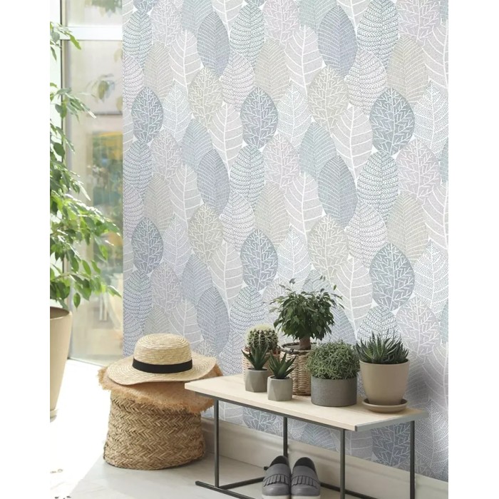 Papel pintado escandinavo hojas azul y verde - Rasch Symphony 867114