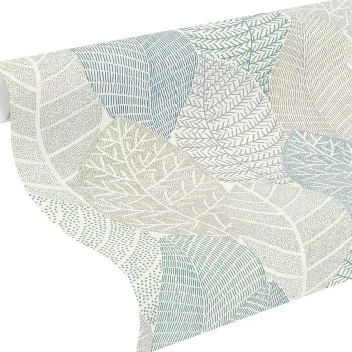 Rasch|Papier peint scandinave feuilles bleu et vert|Papier Peint