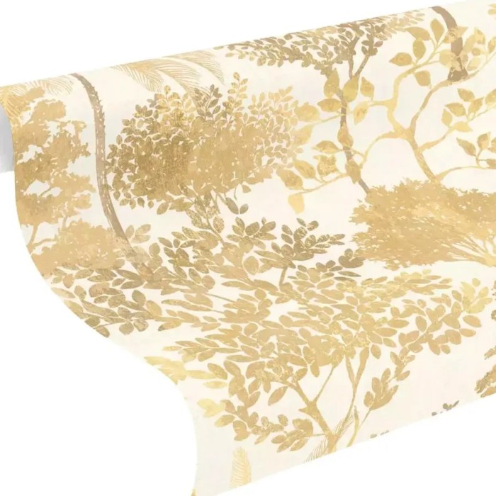 Rasch|Papier peint forêt arbres dessinés jaune|Papier Peint