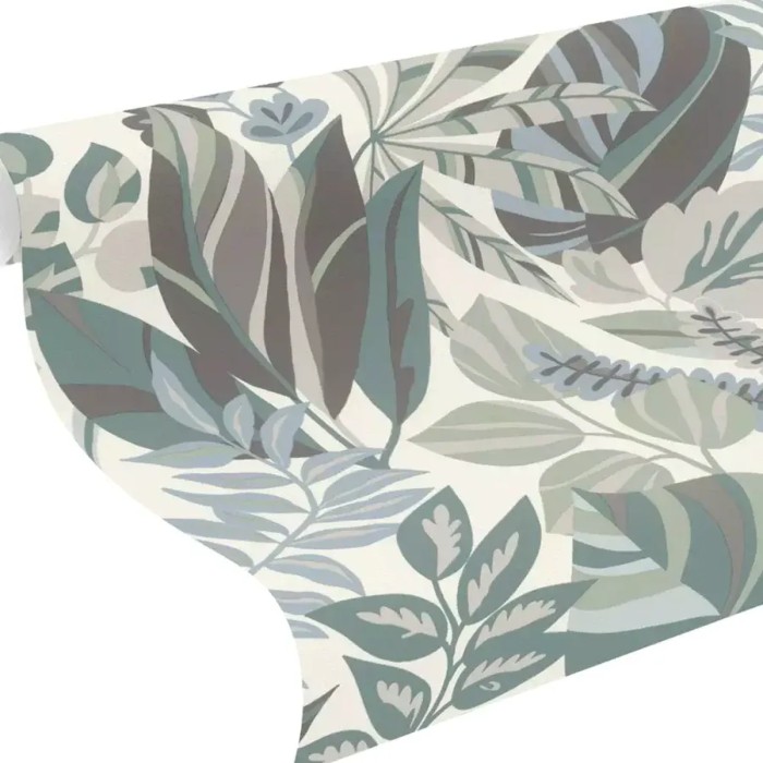 Rasch|Papel pintado floral botánica minimalista azul verde|Papel Pintado