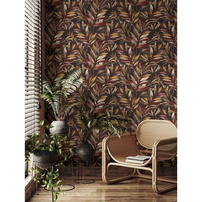 Rasch|Wallpaper multicolored leaf print floral|Wallpaper