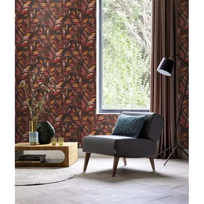 Rasch|Papier peint fleuri imprimé feuilles multicolores|Papier Peint