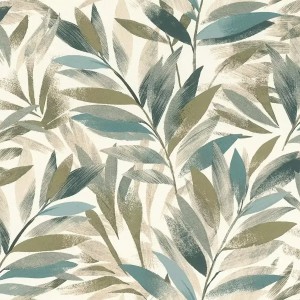 Caselio|Botanical wallpaper with porcelain blue flowers|Wallpaper