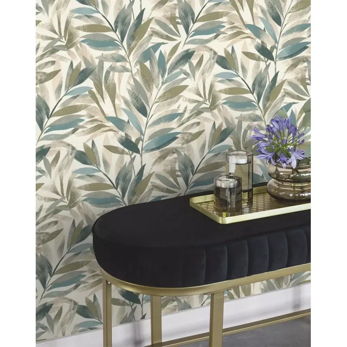 Rasch|Wallpaper green leaf print floral|Wallpaper