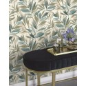 Rasch|Papier peint fleuri imprimé feuilles vertes|Papier Peint