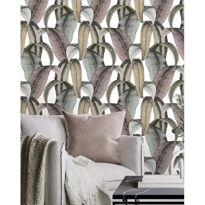 Papel pintado urban jungle hojas banano verde rosa - Rasch Symphony 867961