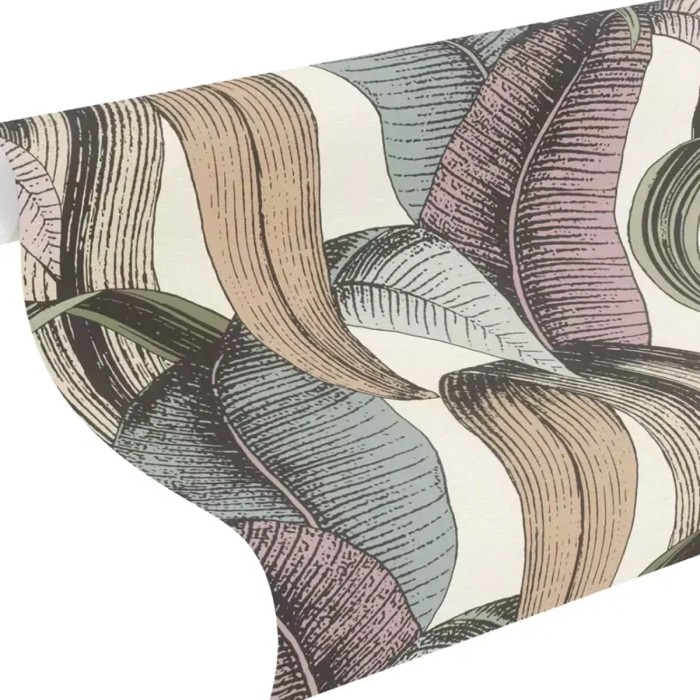 Papel pintado urban jungle hojas banano verde rosa - Rasch Symphony 867961