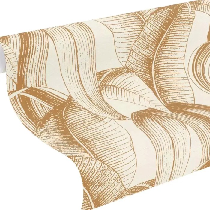 Rasch|Papel pintado jungle hojas banano color miel|Tropical