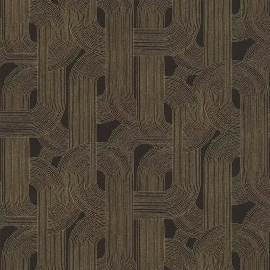 Versace|Baroque wallpaper with floral circles in gold and black|Wallpaper