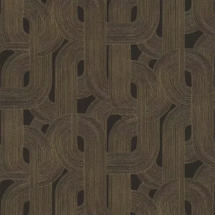 Rasch|Papel pintado moderno metalizado negro dorado|Papel Pintado