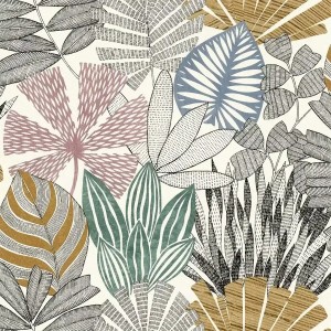 Rasch|Papier peint fleuri esquisse fleurs aquarelle rose|Papier Peint