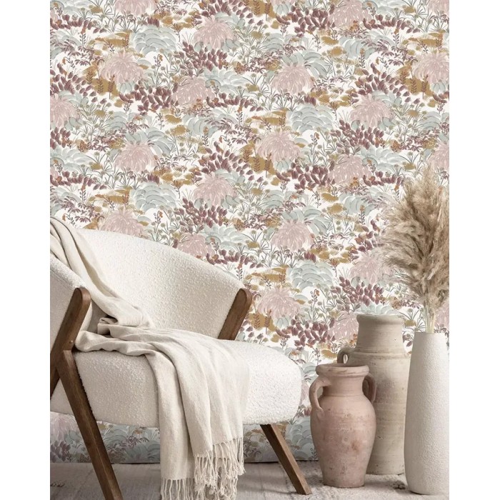 Rasch|Papel pintado floral boceto flores acuarela rosa|Papel Pintado