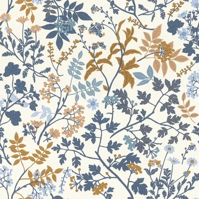 Rasch|Papel pintado ilustración flores silvestres azul|Papel Pintado