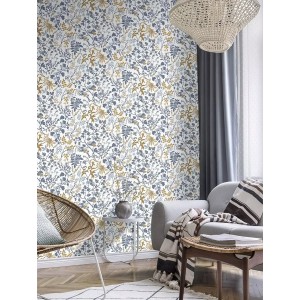 Casadeco|Papel pintado efecto tela azul denim|Azul 2