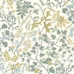 Papeldecor|Wallpaper romantic floral with birds emerald green|Wallpaper