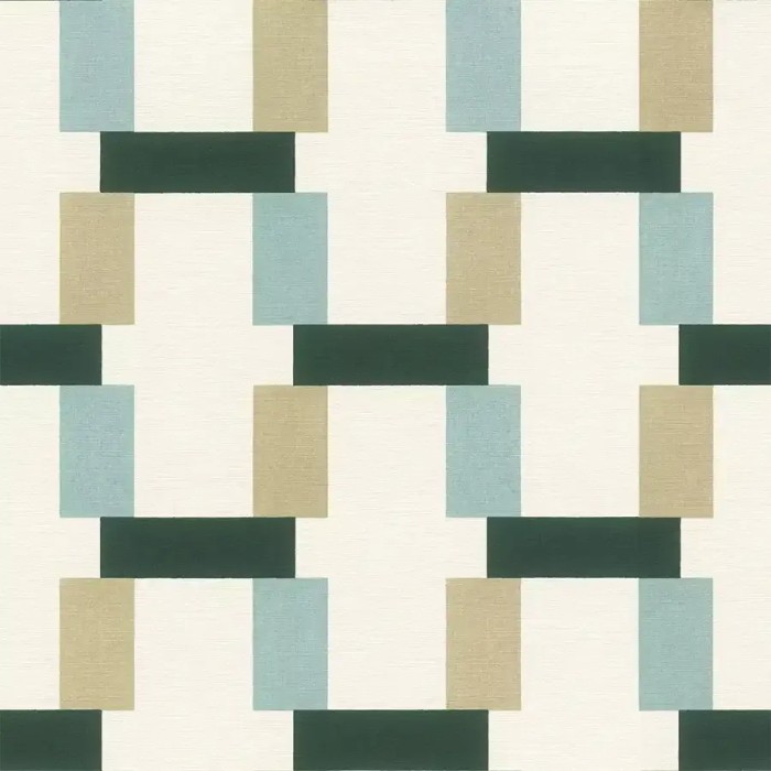 Papel pintado vintage patrón geométrico verde - Rasch Symphony 868821