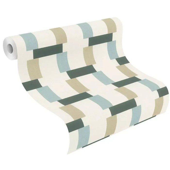 Rasch|Wallpaper vintage geometric green pattern|Retro