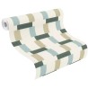 Papel pintado vintage patrón geométrico verde - Rasch Symphony 868821