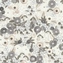 Rasch|Papel pintado floral romántico blanco plateado|Romántico