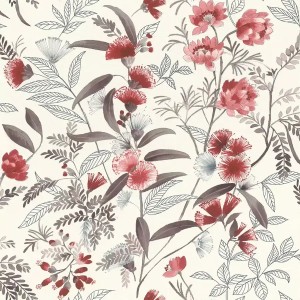 Rasch|Tapete romantisch weißsilber Blumen|Romantisch