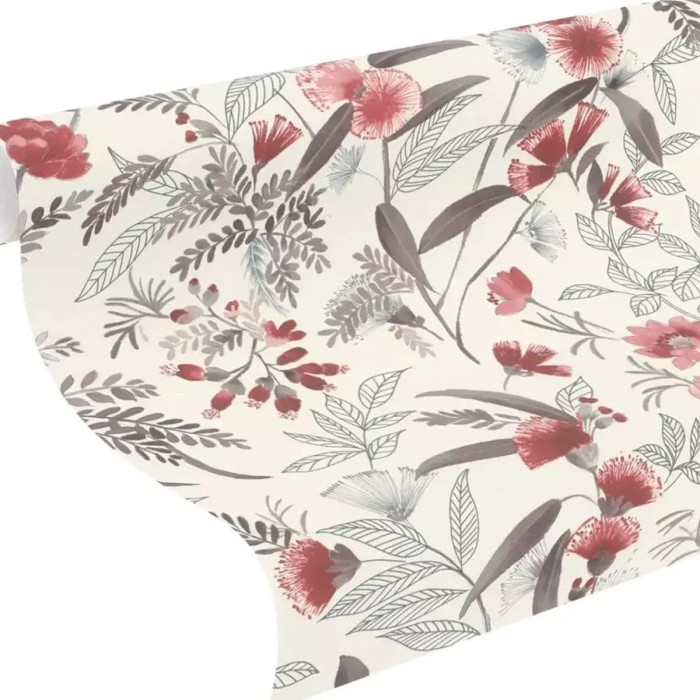 Rasch|Tapete japanische Blumen rot|Orientalisch
