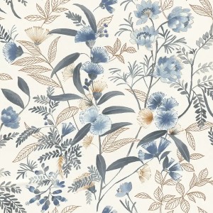 Rasch|Tapete romantisch weißsilber Blumen|Romantisch
