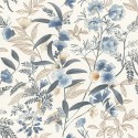 Rasch|Tapete japanische Blumen blau|Orientalisch