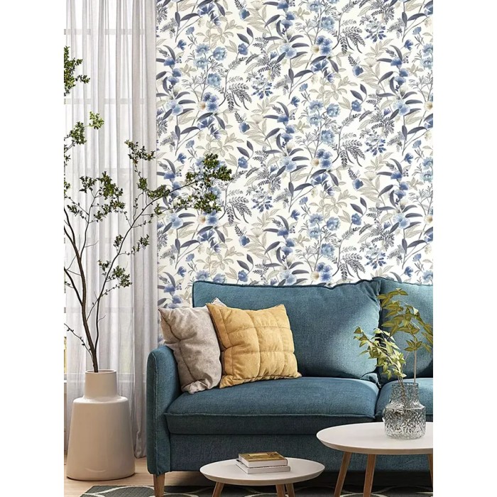 Rasch|Papel pintado flores japonesas azul|Oriental