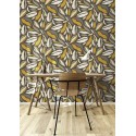 Rasch|Papel pintado flores estilo retro gris amarillo|Papel Pintado