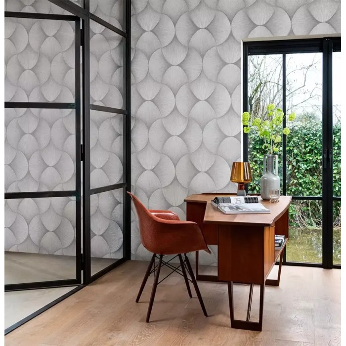 Papel pintado estilo japonés moderno gris plata - Rasch Sky Lounge 608212