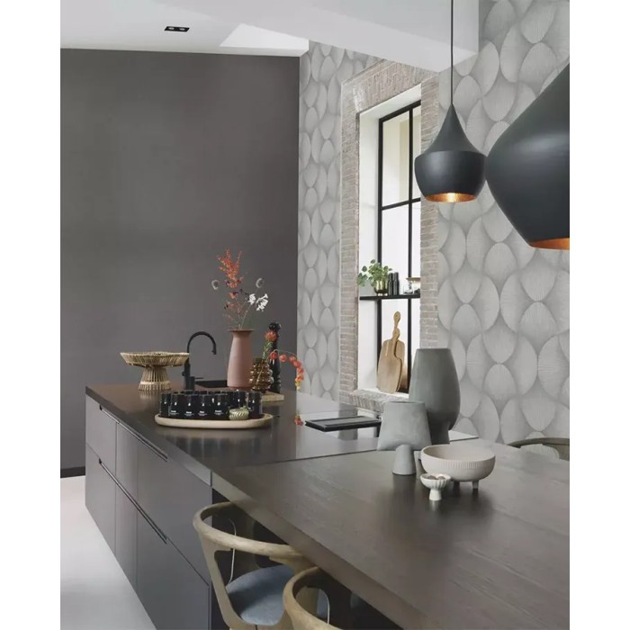 Rasch|Wallpaper modern Japanese gray silver|Oriental