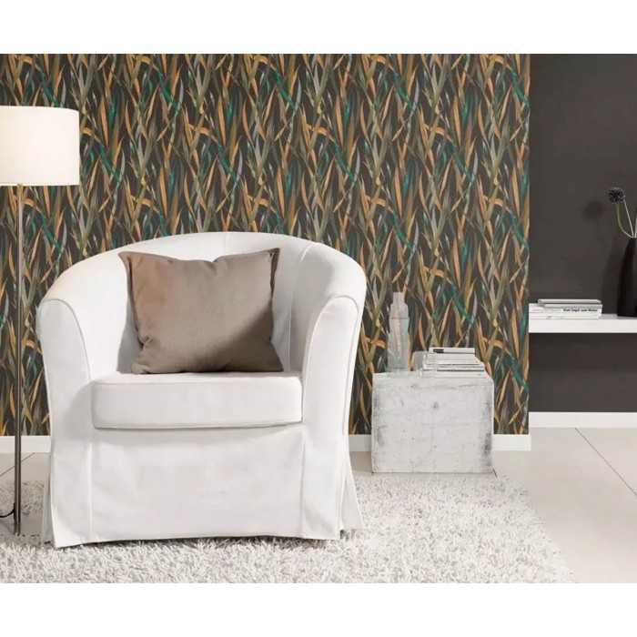 Papel pintado floral briznas acuarela verde amarillo - Rasch Paraiso 330250