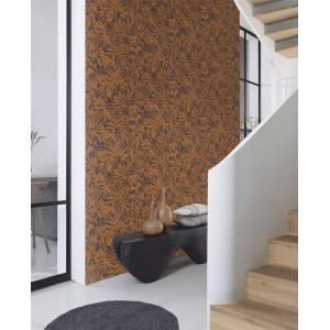 Rasch|Papier peint feuilles de palmier et plantes exotiques orange|Tropical 2