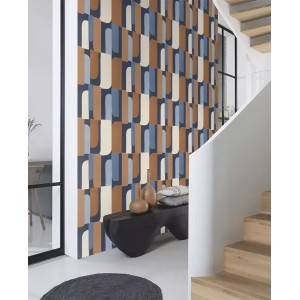 Rasch|Papier peint géométrique vert pour chambre moderne|Rétro 2