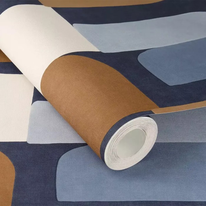 Rasch|Papel pintado geométrico azul para recibidor moderno|Retro