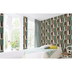 As Creation|Wallpaper flowerss style beige, blue|Retro 2