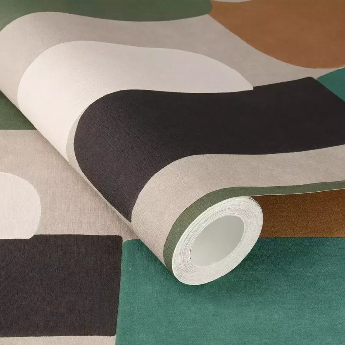 Rasch|Wallpaper geometric green modern bedroom|Retro
