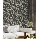 Rasch|Wallpaper Scandinavian pine branches black golden|Floral