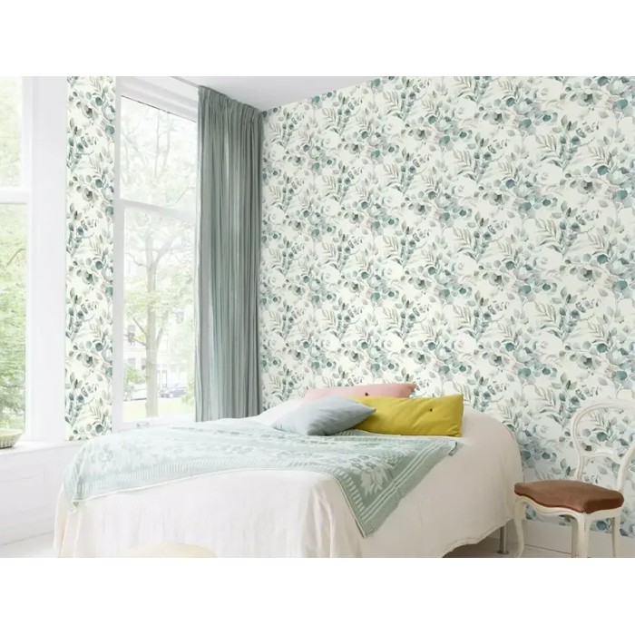 Rasch|Papel pintado floral ramas con hojas verdes|Infantil