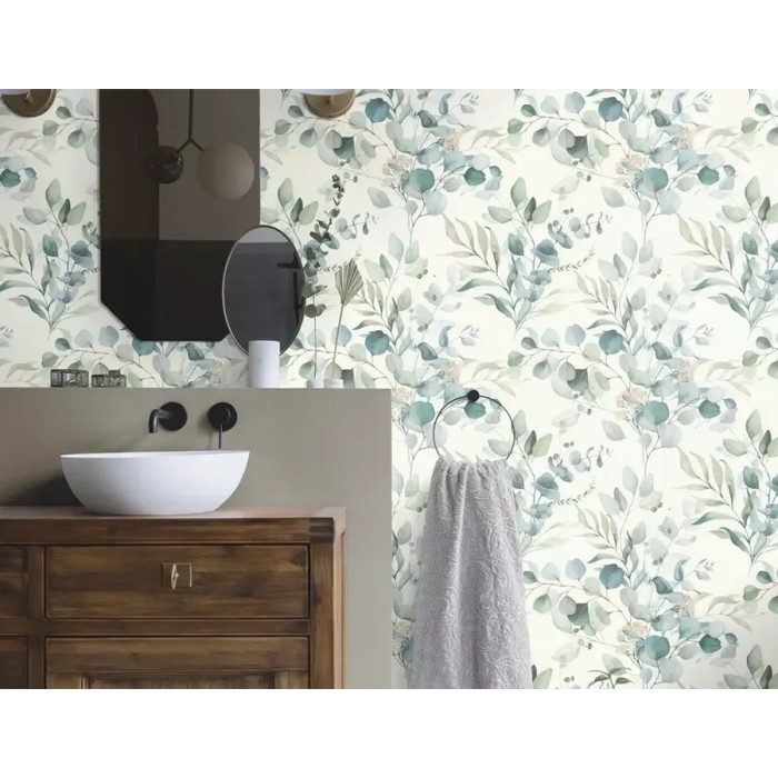 Rasch|Papel pintado floral ramas con hojas verdes|Infantil