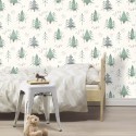 Rasch|Papier peint enfant arbres aquarelle blanc|Enfants