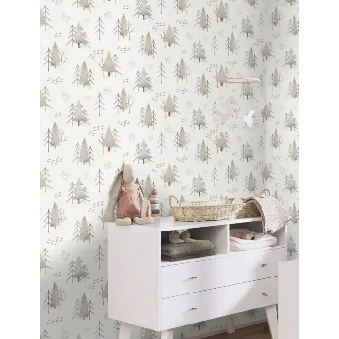 Rasch|Papier peint enfant sapins aquarelle tons pastel|Enfants