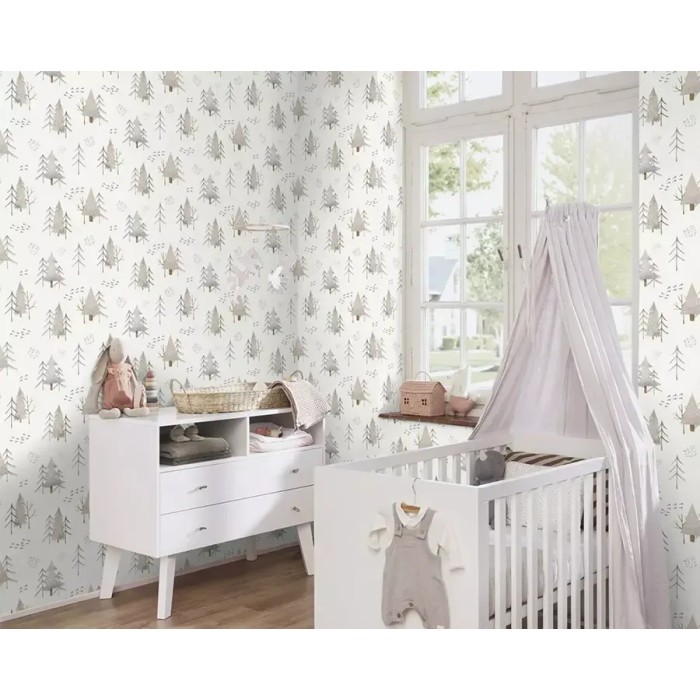 Rasch|Papier peint enfant sapins aquarelle tons pastel|Enfants