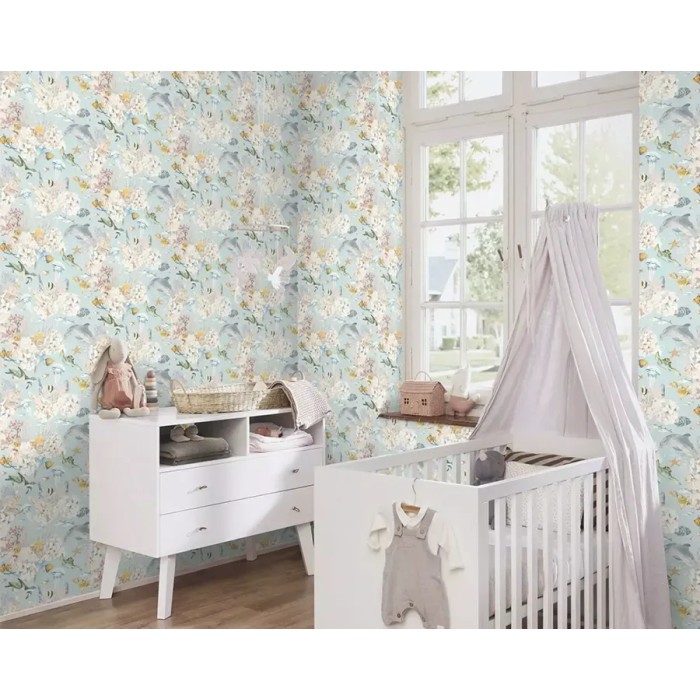 Rasch|Tapete Kinder Meerestiere Korallen Pastellblau|Kindertapete