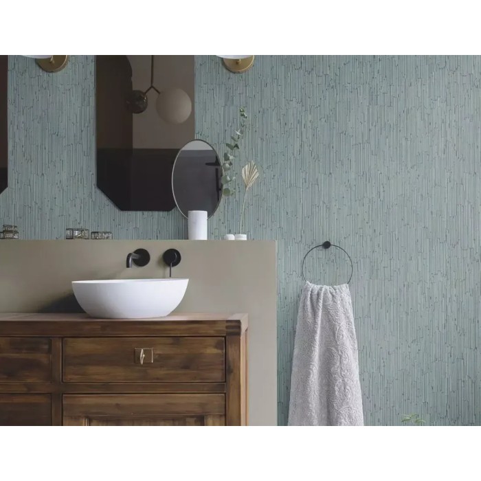 Papel pintado efecto textil chenilla azul - Rasch Deco Style 312652