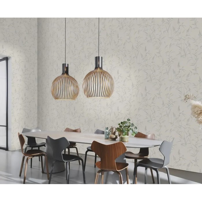 Papel pintado floral escandinavo estampado gris plata - Rasch Deco Style 312911