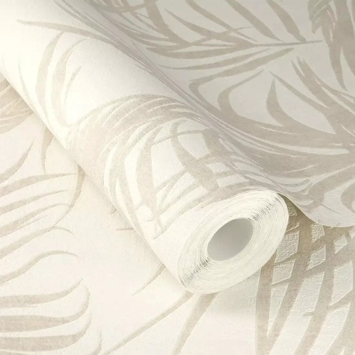 Papel pintado hojas de palmera en relieve beige - Rasch Deco Style 314007