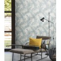 Papel pintado relieve hojas de palmera azul - Rasch Deco Style 314014